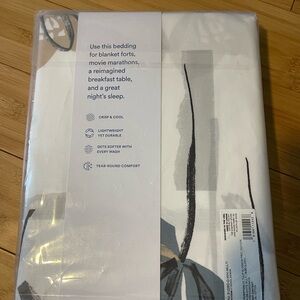 The Company Store White and Gray Duvet Cover Set